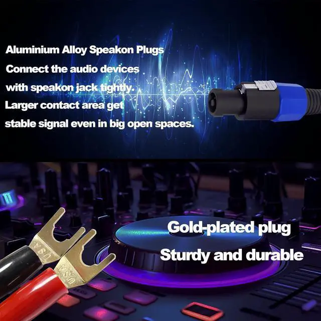 Alt view image 5 of 7 - Y Spade Plug to Speakon Speaker Cable Wire Cord, Male Speakon to 2Y Spade Plug Connector Adapter Audiophile OFC HiFi Speaker Audio Cord for Amplifier Subwoofer Audio System -6.6FT/2M