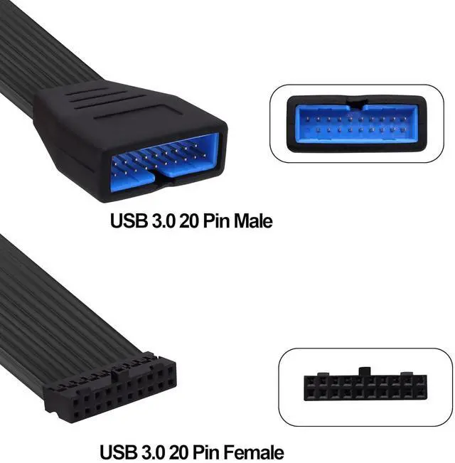 Alt view image 2 of 7 - USB 3.0 Header Extension Cable Motherboard 19/20 Pin Male to Female Internal Extension Cable USB 3.0 19Pin 20 Pin Extender Adapter for Solving Motherboards Blocked by Graphics Card -15cm