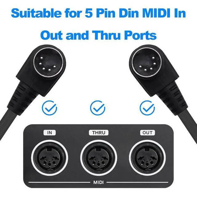 Alt view image 7 of 7 - Din 5Pin MIDI Cable Male to Male Right Angle 90 Degree 5 Pin Din Audio Adapter Extension Cable Cord for Synthesizer Amplifier Mixer MIDI Keyboard Equipment-1.5M/4.9FT