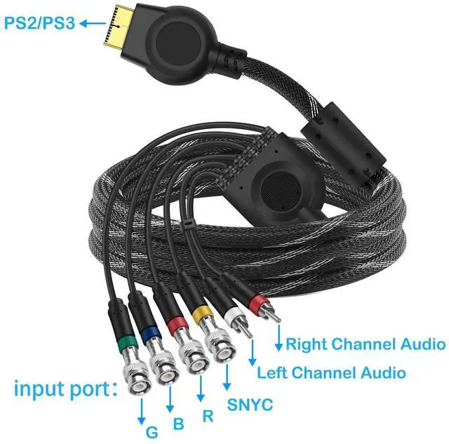 Alt view image 7 of 7 - PS2 PS3 Component AV Cable Audio Video HDTV Cord with 4 BNC RGB RGBS Connectors for PS2/PS3 Console, CRT Monitor