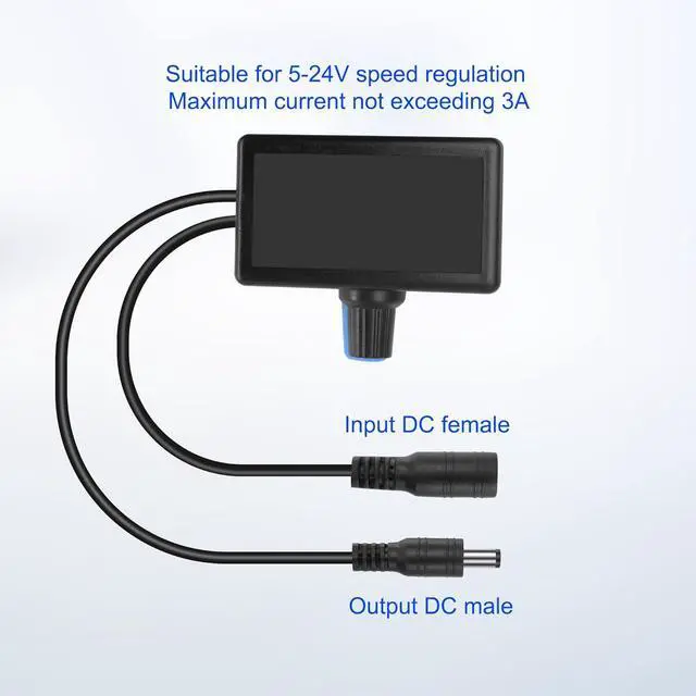 Alt view image 2 of 6 - DC5521 Fan Speed Control Regulator,DC 5.5mmx2.1mm Male Output to Female Input Fan Speed Control Knob PWM Adjust Wind Speed Module for 5-24V Fans, Motors, and Water Pumps