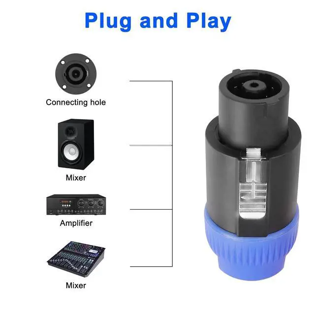 Alt view image 5 of 7 - 8 Pole Speakon Connector Plug,NL4 Speak-On 8 Pin Male Audio Speaker Twist Lock Plugs and Female Panel Mount Plug Adapter for NL8FC, NL8FX, NLT8X, NL8FC, NL8FX (2Pack)