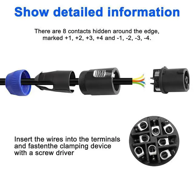 Alt view image 4 of 7 - 8 Pole Speakon Connector Plug,NL4 Speak-On 8 Pin Male Audio Speaker Twist Lock Plugs and Female Panel Mount Plug Adapter for NL8FC, NL8FX, NLT8X, NL8FC, NL8FX (2Pack)