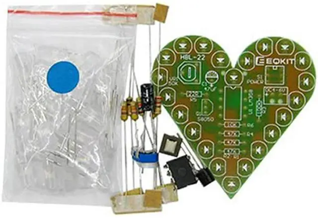 Alt view image 3 of 5 - DIY Heart Shaped Light Kit DIY Soldering Project Flash Breathing Light Red for Soldering Kit Practice Learning Electronic