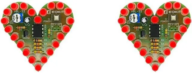 Main image of DIY Heart Shaped Light Kit DIY Soldering Project Flash Breathing Light Red for Soldering Kit Practice Learning Electronic