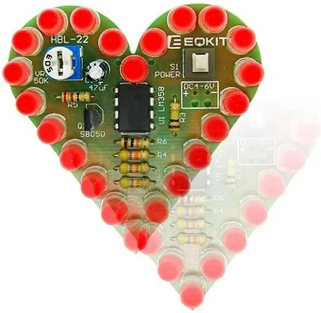 Alt view image 2 of 5 - DIY Heart Shaped Light Kit DIY Soldering Project Flash Breathing Light Red for Soldering Kit Practice Learning Electronic