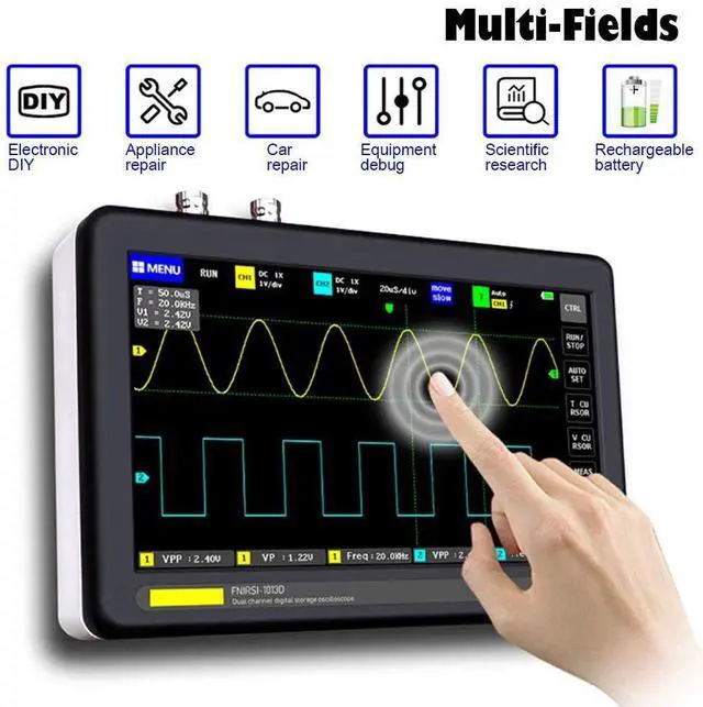 Alt view image 6 of 6 - Rechargeable Handheld 7" Touch Screen DSO Digital Tablet Oscilloscope with 2 Channel 100Mhz Bandwidth and 1GSa/s Sampling Rate