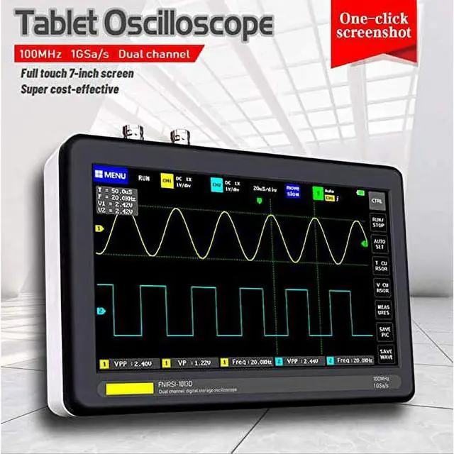 Alt view image 2 of 6 - Rechargeable Handheld 7" Touch Screen DSO Digital Tablet Oscilloscope with 2 Channel 100Mhz Bandwidth and 1GSa/s Sampling Rate