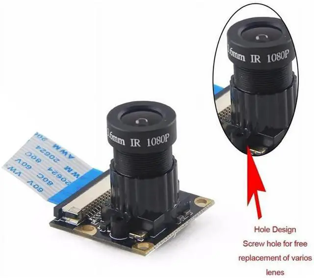 Alt view image 5 of 5 - Raspberry Pi 3 b+ 4 b Camera Night Vision Camera Adjustable-Focus Module 5MP OV5647 Webcam Video 1080p with 2 Infrared IR LED Light HD Webcam Compatible with Raspberry 4B/3 B+/3B/2B+