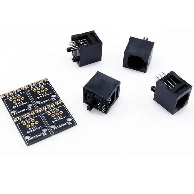 Alt view image 4 of 4 - 4PCS RJ11 6-pin Breakout Board with PCB Mount Black Modular Jack 6P6C Telephone Socket Connector Jack Coupler