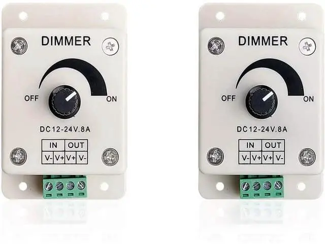 Main image of 2PCS PWM dimmer Controllers Switch LED light with dimmer DC12-24V 8A Adjustable Brightness Light Switch