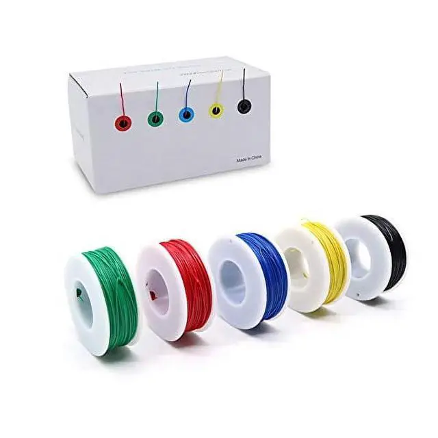 Alt view image 6 of 7 - 5pcs 164ft Copper Hookup Wire Kit Wrapping 30AWG Cable Jumper Wire Solid Core Tinned Copper Wrapping Wire 5 Color