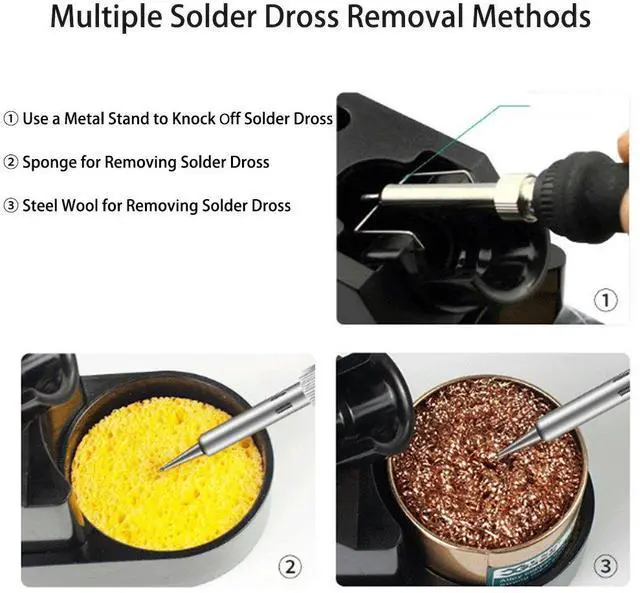 Alt view image 2 of 5 - Soldering Iron Stand Solder Holder, Suitable for 500 high temperature Solder Iron Station Kit Includes Spare Tip Slot, Solder Dross Cleaning Stand and Cleaner with Built-in Rosin