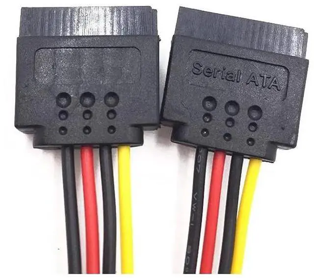 Alt view image 4 of 5 - 4PCS Power Splitter Cable 15 Pin Male to 15 Pin Dual Female Power Cable 8 Inches Extension Cable Splitter SATA to SATA Connector One-in-Two Power Cord