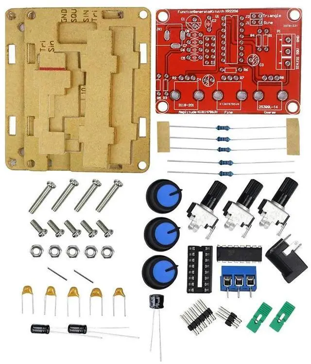 Alt view image 5 of 6 - XR2206 Signal Generator DIY Kit Sine/Triangle/Square Output 1Hz-1MHz Adjustable Frequency High Precision Function Signal Generator with Acrylic Case