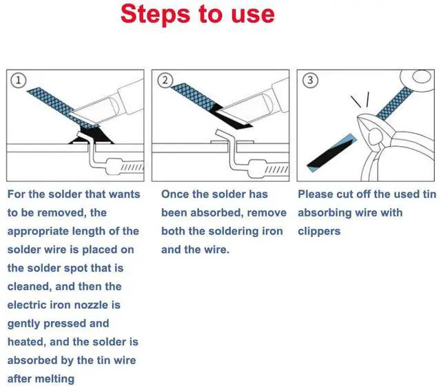 Alt view image 6 of 6 - Solder Wick Braid with Flux Super 5ft Length 4mm Width Desoldering Wick Braid Remover Tool Solder Sucker 1 piece No-Clean Soldering Wick Wire Roll and Disassemble Electrical Components