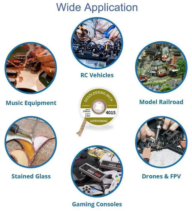 Alt view image 4 of 6 - Solder Wick Braid with Flux Super 5ft Length 4mm Width Desoldering Wick Braid Remover Tool Solder Sucker 1 piece No-Clean Soldering Wick Wire Roll and Disassemble Electrical Components