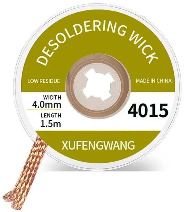 Main image of Solder Wick Braid with Flux Super 5ft Length 4mm Width Desoldering Wick Braid Remover Tool Solder Sucker 1 piece No-Clean Soldering Wick Wire Roll and Disassemble Electrical Components