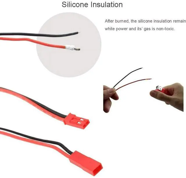 Alt view image 2 of 3 - 20 Pairs JST 2.54mm 2 Pin Micro Male and Female Connector Plug Red Black Terminal Connector Cable with 100mm for LED Lamp Strip RC Toys Battery
