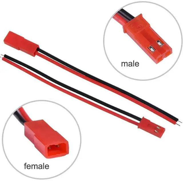Alt view image 3 of 3 - 20 Pairs JST 2.54mm 2 Pin Micro Male and Female Connector Plug Red Black Terminal Connector Cable with 100mm for LED Lamp Strip RC Toys Battery