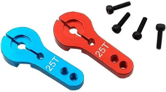 Alt view image 3 of 4 - 6 pcs 25T Servo Horn Stearing Arm Aluminum Alloy CNC Standard RC Tool Red Blue Compatible with Servo Motor MG995 MG946R MG996R MG945 S3003