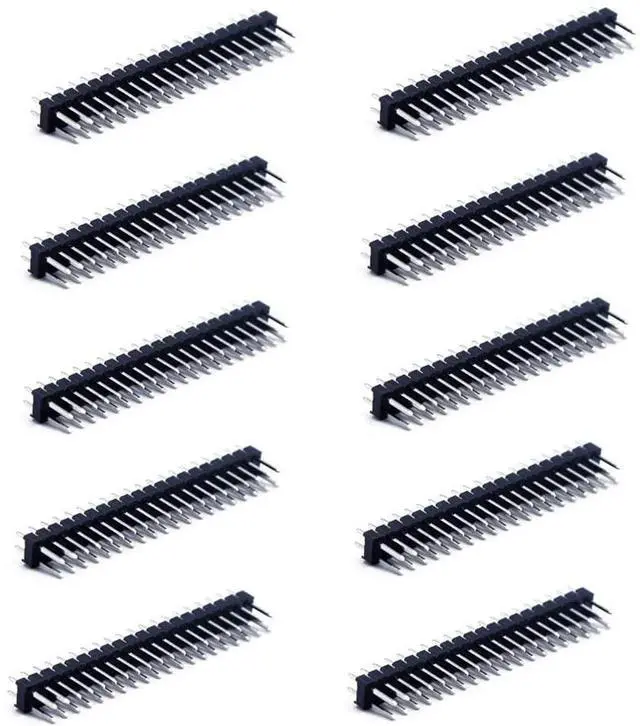 Main image of 2 x 20-pin Dual Male Header Double Row Straight Connector Pin Header Compatible with Raspberry Pi Zero GPIO (Pack of 10)