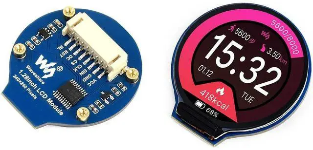 Alt view image 4 of 6 - 1.28 inch Circular Display LCD Screen Module 240×240 Pixels SPI Communication Compatible with Raspberry pi / Arduino and STM32
