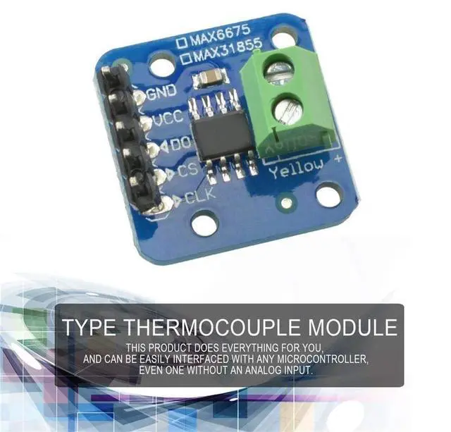 Alt view image 5 of 5 - K-Type Thermocouple Breakout Board MAX31855 Thermocouple Sensor Module Temperature -200 to +1350 degrees Celsius SPI Interface Digital Direct Readability Temperature