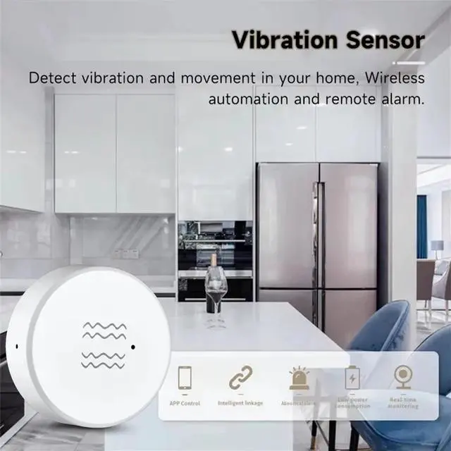 Alt view image 5 of 7 - 4PCS Tuya ZigBee Smart Vibration Sensor Real Time Monitoring Door Window Detection Alarm Smart Home Security System,4 x Tuya ZigBee Smart Vibration Sensor,White