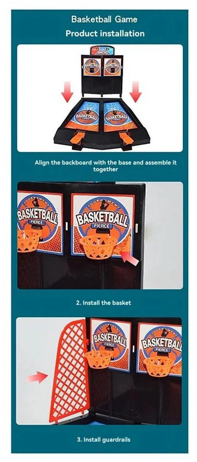 Alt view image 7 of 7 - 2-Player Desktop Basketball Game Finger-Controlled Mini Basketball Court, Fun Tabletop Sports Game for Home and Office