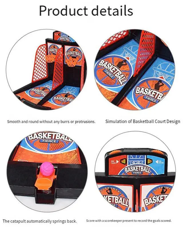 Alt view image 3 of 7 - 2-Player Desktop Basketball Game Finger-Controlled Mini Basketball Court, Fun Tabletop Sports Game for Home and Office