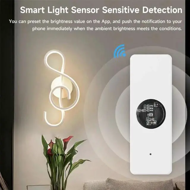 Alt view image 5 of 7 - Tuya ZigBee Light Sensor Luminance Sensor Beam Sensor Real-Time Luminance Detection Smart Home Automation App Control,1 x Light Sensor,White