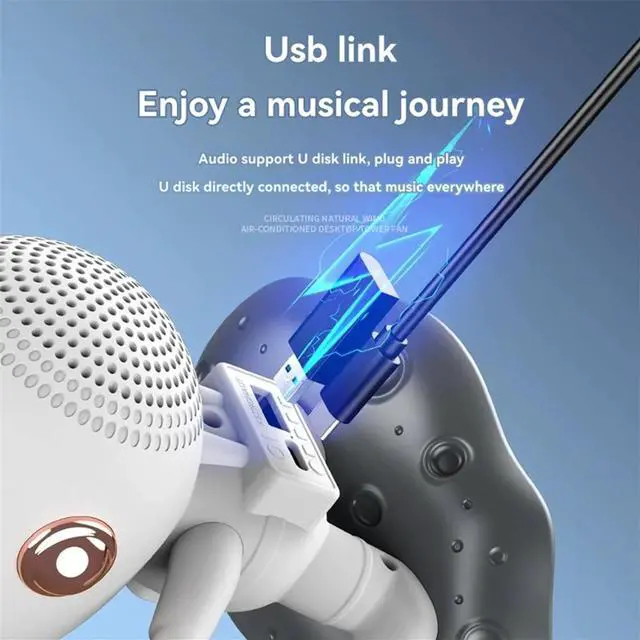 Alt view image 5 of 6 - Astronaut Shaped Bluetooth Speaker Desktop Ornament HIFI Music with Good Sound Quality 5.0 Chip USB Interface