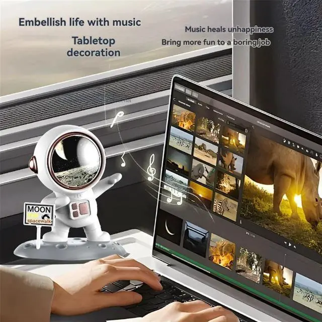 Alt view image 4 of 6 - Astronaut Shaped Bluetooth Speaker Desktop Ornament HIFI Music with Good Sound Quality 5.0 Chip USB Interface