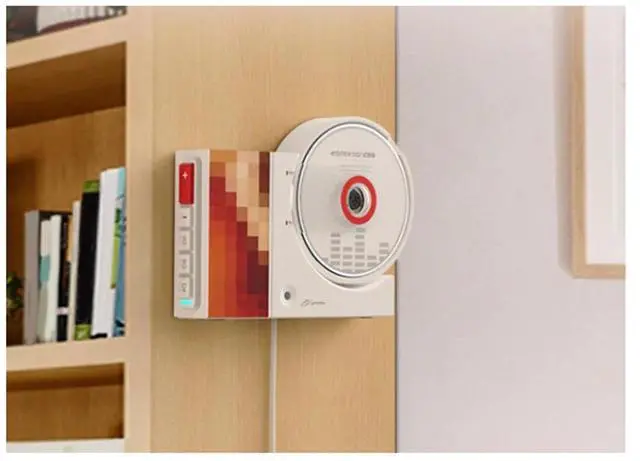 Alt view image 3 of 7 - Wall Mounted CD Music Player Remote Control Home Audio Speaker USB Bluetooth-Compatible AUX Input CD Music Player Red,1 * CD player 1 * Remote control (without 2 AAA batteries),Red