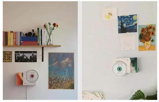 Alt view image 2 of 7 - Wall Mounted CD Music Player Remote Control Home Audio Speaker USB Bluetooth-Compatible AUX Input CD Music Player Red,1 * CD player 1 * Remote control (without 2 AAA batteries),Red