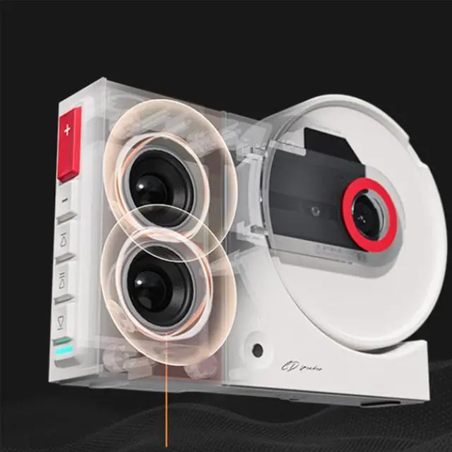 Alt view image 5 of 7 - Wall Mounted CD Music Player Remote Control Home Audio Speaker USB Bluetooth-Compatible AUX Input CD Music Player Red,1 * CD player 1 * Remote control (without 2 AAA batteries),Red