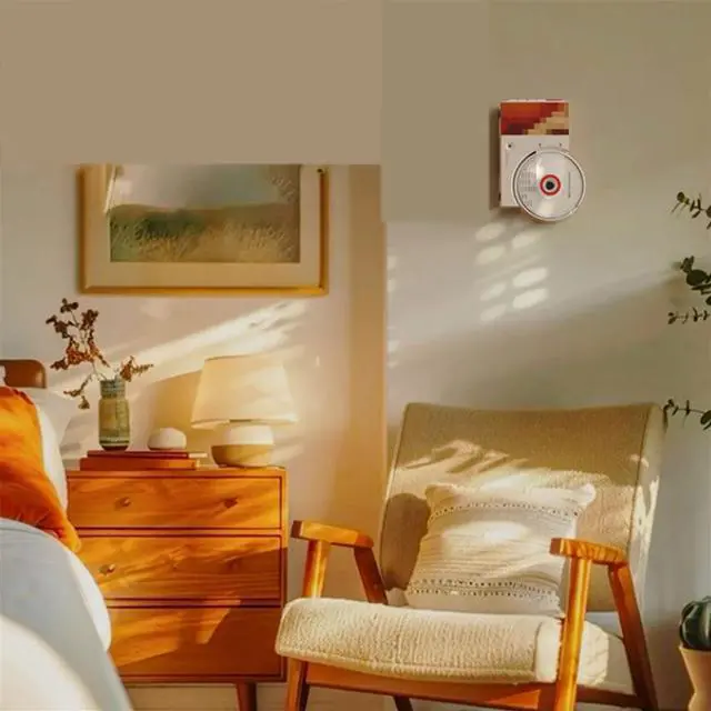 Alt view image 4 of 7 - Wall Mounted CD Music Player Remote Control Home Audio Speaker USB Bluetooth-Compatible AUX Input CD Music Player Red,1 * CD player 1 * Remote control (without 2 AAA batteries),Red