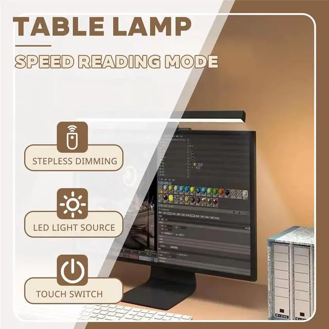 Alt view image 6 of 7 - Laptop Monitor Light Bar USB E-Reading LED Work Light 3 Adjustable Color Temperature, No Screen Glare,1 x LED desk lamp 1 x USB power cord 1 x English manual,Black