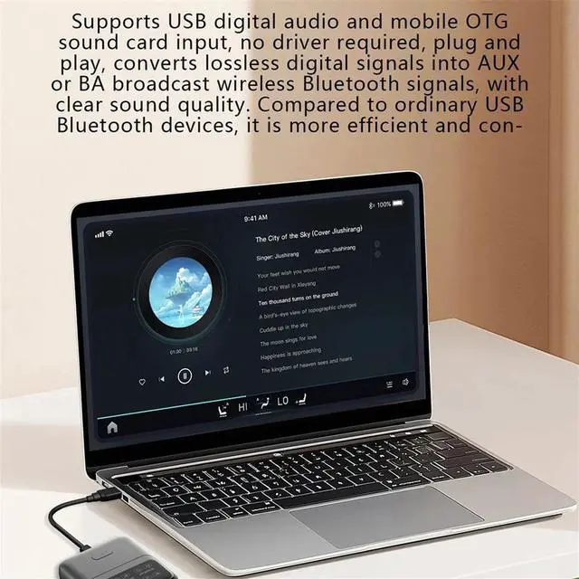 Alt view image 2 of 7 - Bluetooth 5.4 Audio Receiver Transmitter -LL/HD/AD LC3 Auracast LE Audio Adapter Wireless Stereo Music with Mic