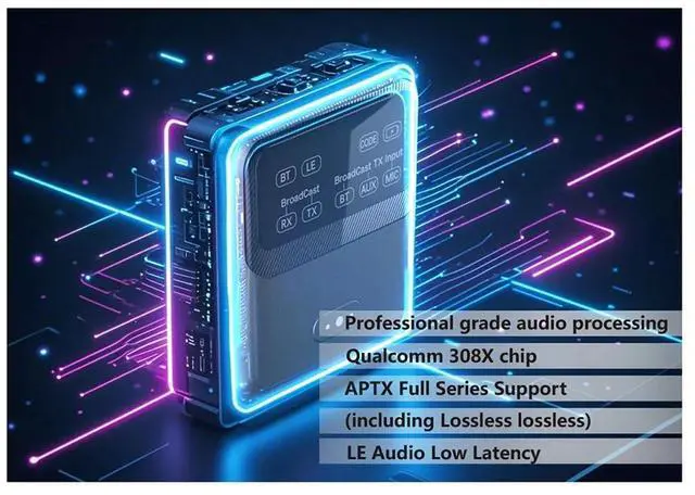 Alt view image 5 of 7 - Bluetooth 5.4 Audio Receiver Transmitter -LL/HD/AD LC3 Auracast LE Audio Adapter Wireless Stereo Music with Mic
