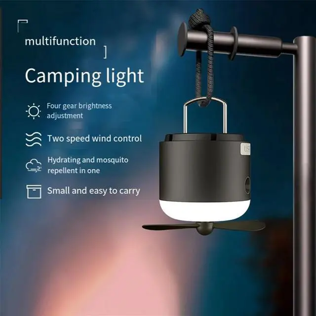Alt view image 3 of 7 - Mini USB Camping Fan Chargeable Operated Remote Control Portable LED Light Tent Hanging Ceiling Fan for Home Outdoor