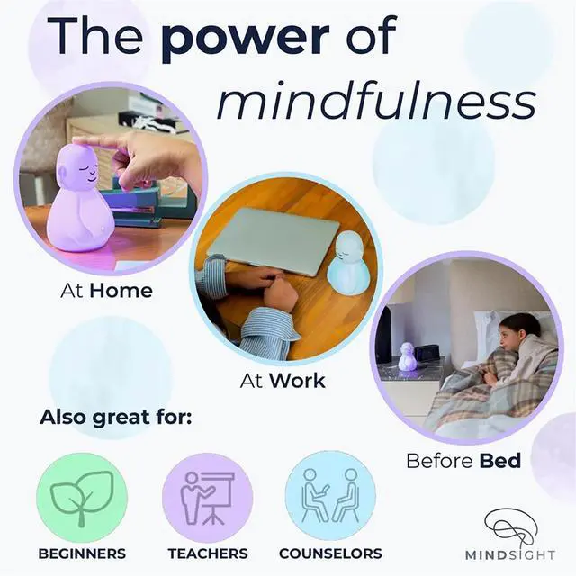 Alt view image 4 of 6 - Breathing Buddha Guided Visual Meditation Tool Slow Your Breathing Calm Your Mind for Stress & Anxiety Relief Yoga Lamp,1 x breathing light,White