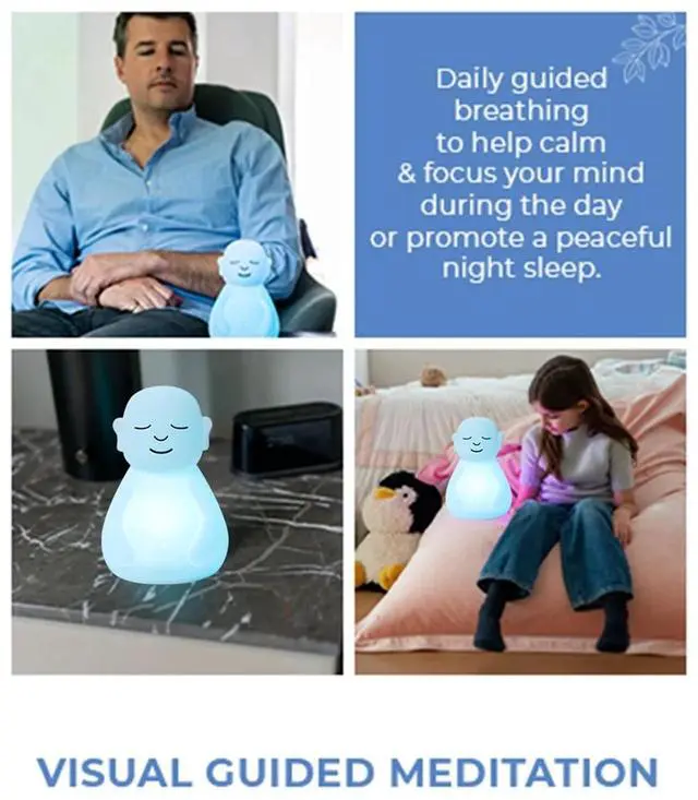 Alt view image 6 of 6 - Breathing Buddha Guided Visual Meditation Tool Slow Your Breathing Calm Your Mind for Stress & Anxiety Relief Yoga Lamp,1 x breathing light,White