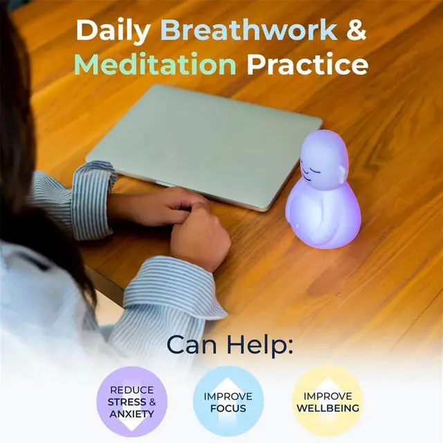 Alt view image 3 of 6 - Breathing Buddha Guided Visual Meditation Tool Slow Your Breathing Calm Your Mind for Stress & Anxiety Relief Yoga Lamp,1 x breathing light,White