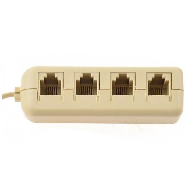Alt view image 3 of 4 - 2X RJ11 6P4C to 6P4C 4 Way Telephone Line Modular Splitter Adapter Beige,2 x RJ11 Telephone Splitter,Beige