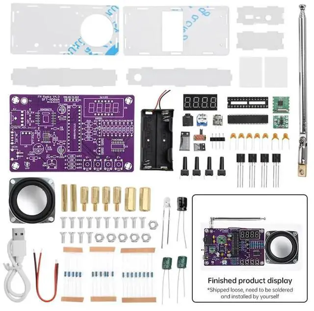 Alt view image 6 of 7 - DIY FM Radio Kit Electronic Digital Tube Display Radio Single Chip Computer Learning Assembly Parts 87.5MHz-108MHZ,1 x DIY FM radio kit,Photo Color