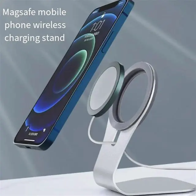 Alt view image 4 of 6 - Magnetic Cell Phone Charger Stand Magnetic Phone Stand Aluminum Alloy Stand Fast Wireless Charging Stand,1 * Magnetic Cell Phone Charger Stand,Silver