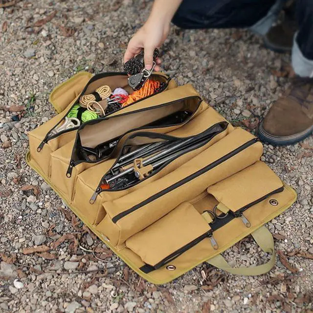 Alt view image 6 of 7 - Camping Storage Bag Multifunctional Outdoor Roll Up Tent Peg Carrier Pack Storage Bag Hiking Travel Storage Pouches