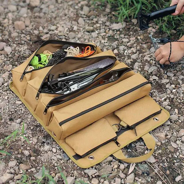 Alt view image 4 of 7 - Camping Storage Bag Multifunctional Outdoor Roll Up Tent Peg Carrier Pack Storage Bag Hiking Travel Storage Pouches